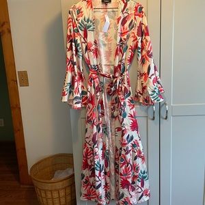 Floral silk duster